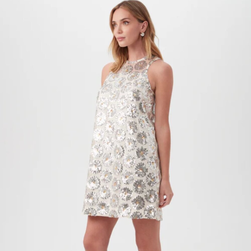 Trina Turk - Johana Desert Palms Daisy Sequin Sleeveless Shift Dress- MWT